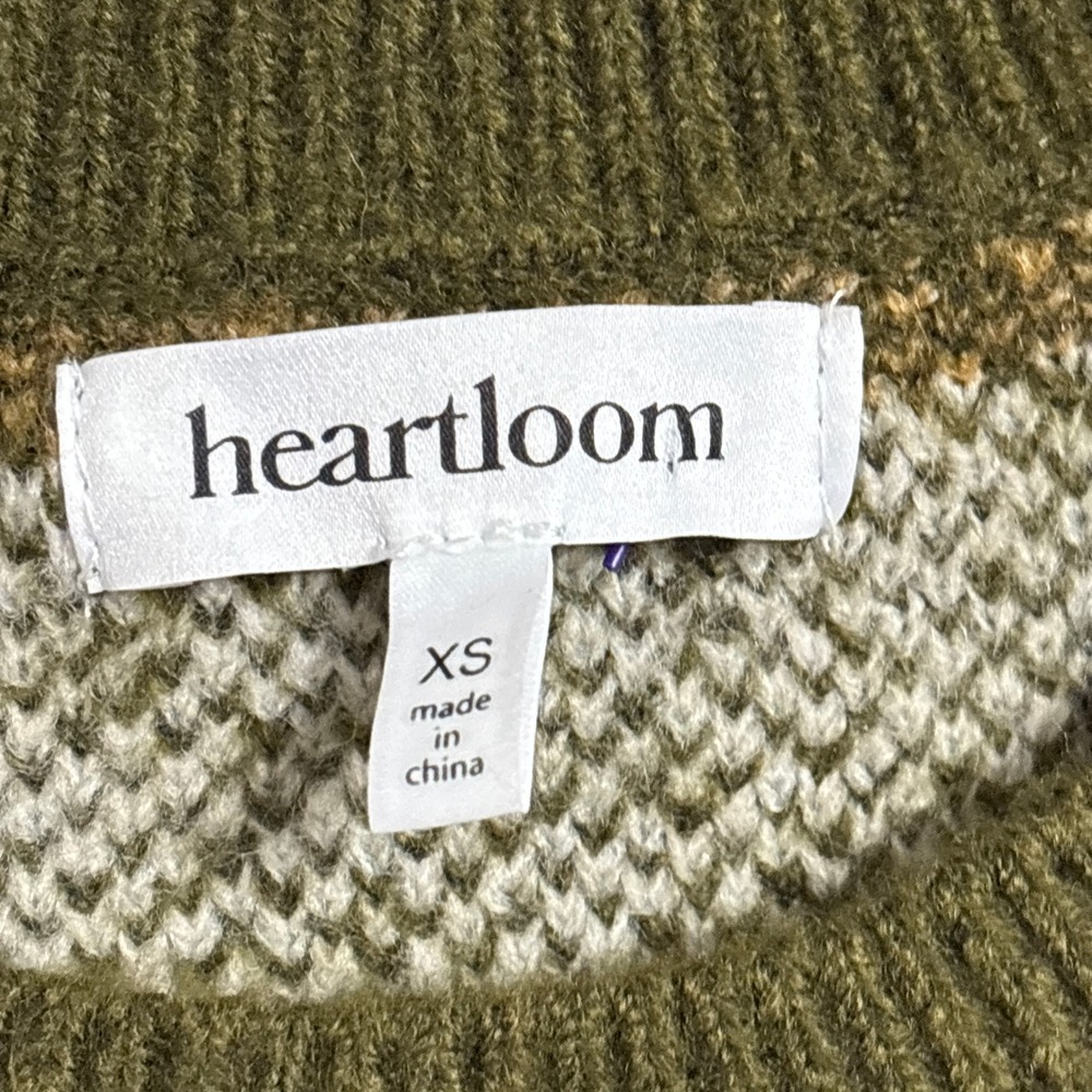 Heartloom Fair Isle Sweater XS Green Dog Nordic Snowflake Forest Knit Winter - Picture 4 of 10